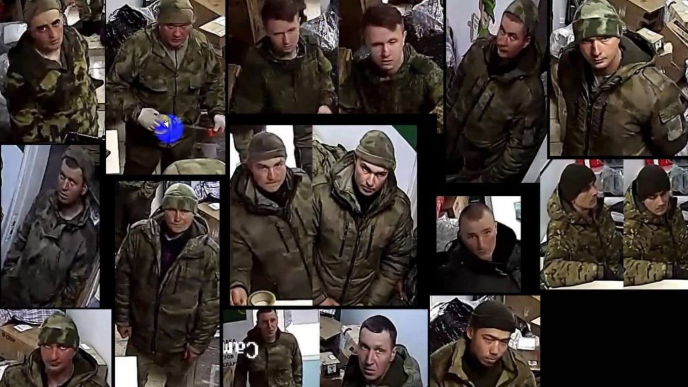 Russian marauders were caught on cameras while trying to send the stolen goods to their homes in Russia / Photo collage credit: MotolkoHelp media