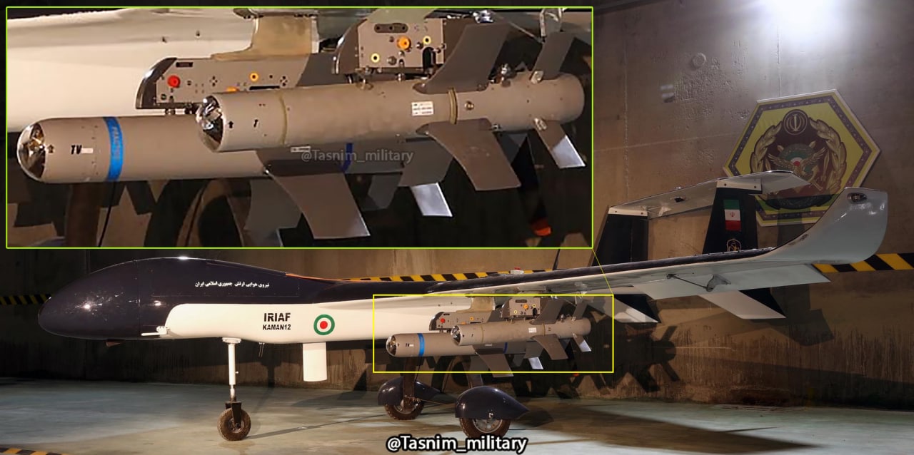 Qaem-1 and Qaem-5 bombs under wing of a Kaman-12