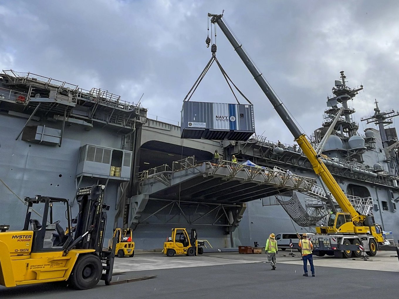 Loading a Container-Based 3D Printer Aboard the USS Essex in 2022