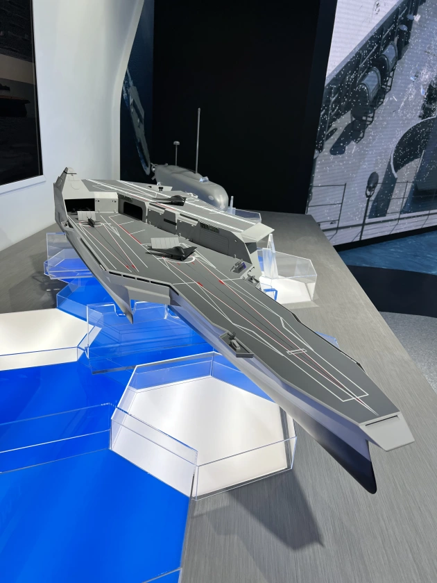 Scale model of the conceptual multirole unmanned command ship / Defense Express / Aircraft Carrier Project Dropped for Naval Drones: S.Korea is Building a Drone Fleet With a Mega-Flagship