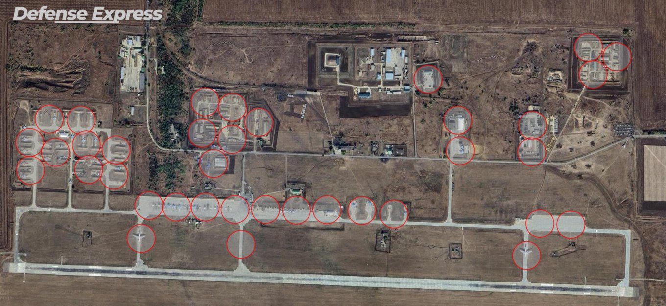 The Morozovsk airbase of the russian Aerospace Forces and theoretical zones of destruction / Defense Express / How Many ATACMS It Takes to Take Apart a russian Airfield