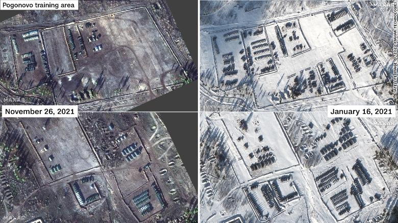 Satellite Imagery Proves Russia Deploys Army to Ukrainian Border, Defense Express, Two battle groups, tanks, artillery and tents are seen at the Pogonovo training area in Voronezh, Russia.