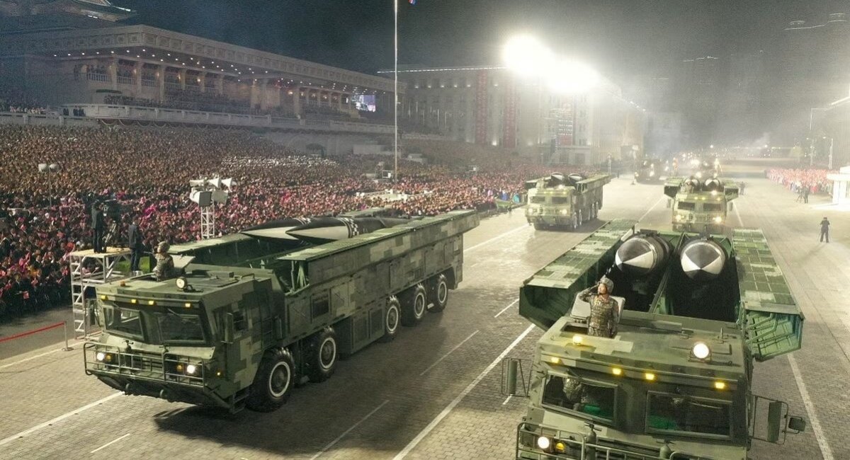 KN-23 ballistic missiles on a parade in Pyongyang