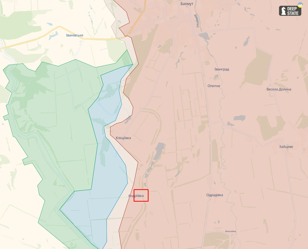 The battle location on the map is approximately along the frontline, Defense Express
