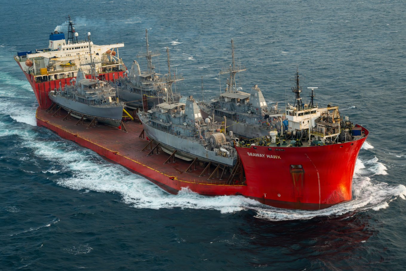 Seaway Hawk transports Avenger-class minesweepers from Persian Gulf, January 20, 2026