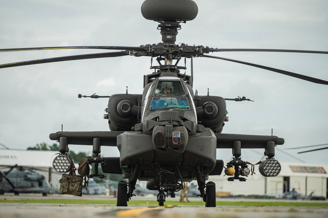 Attack helicopter AH-64E in service with the US National Guard