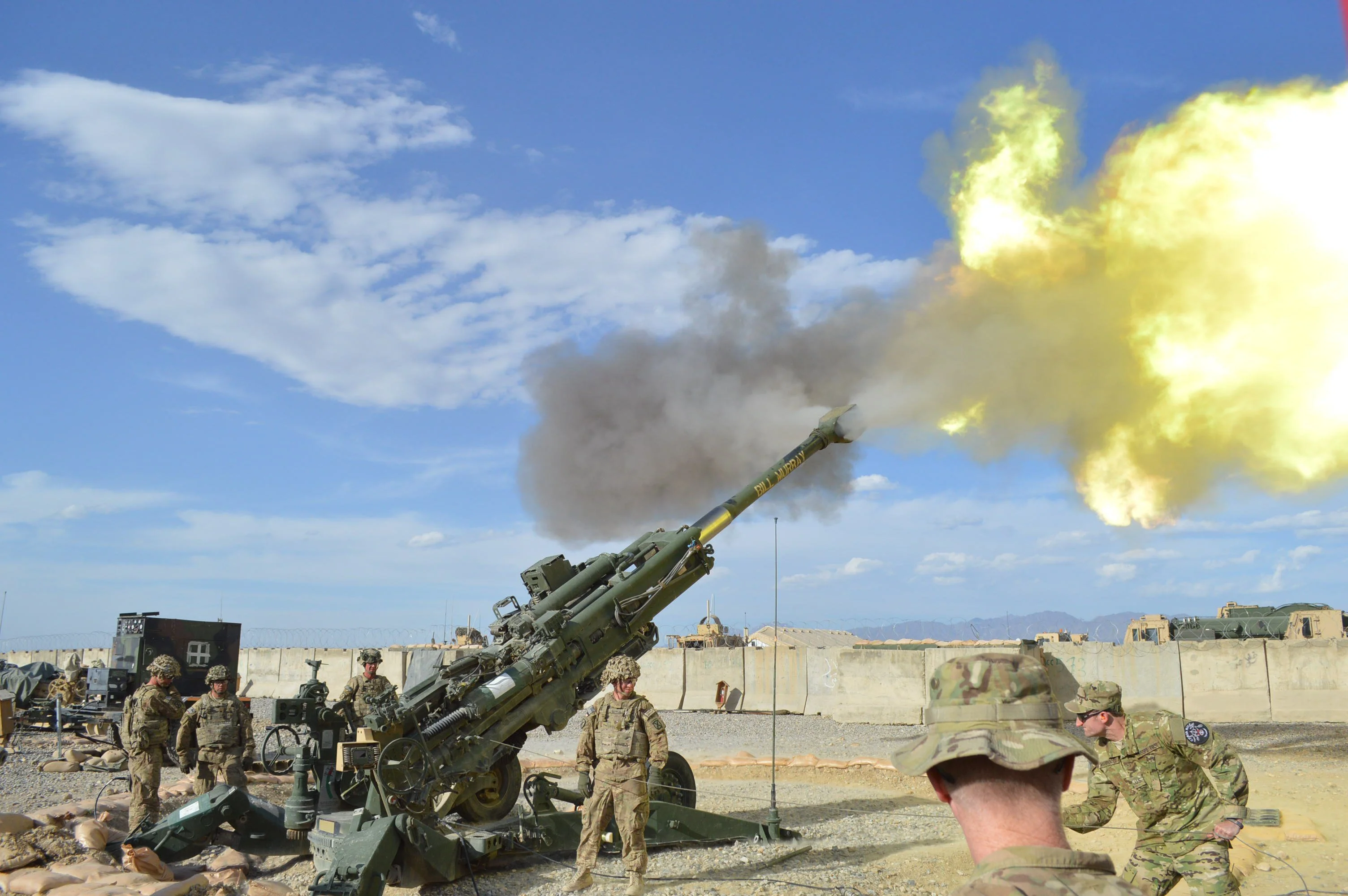 Firing a M777 Howitzer at FOB Shank, Afghanistan