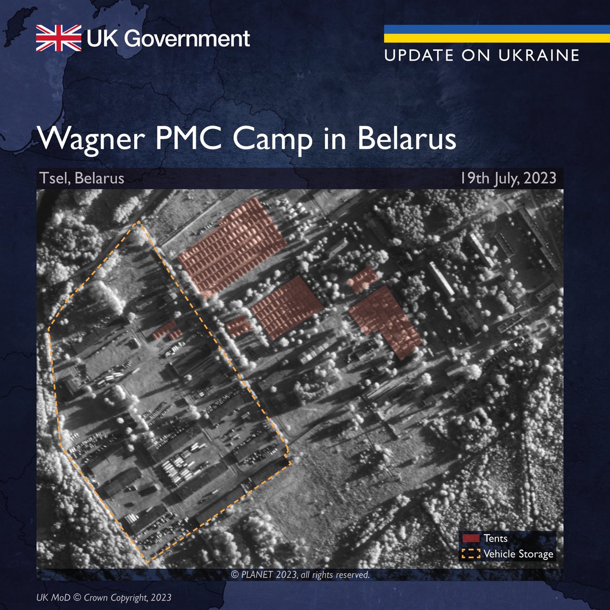 Tents and vehicle storage points of Wagnerians were identified on satellite images taken on 19 July 2023, The UK Defense Intelligence Said Whether Wagnerians Have Any Heavy Equipment in Belarus, Defense Express