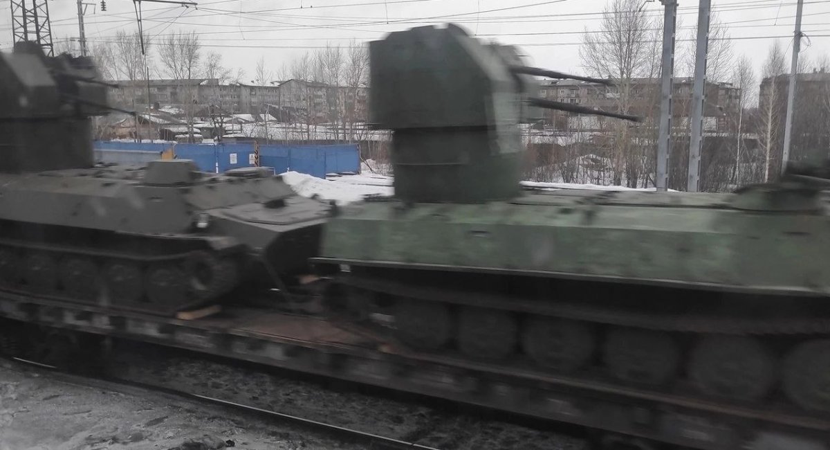 Russians transfer their MT-LBs with 2M-3 naval AA guns, allegedly to Ukraine, March 2023