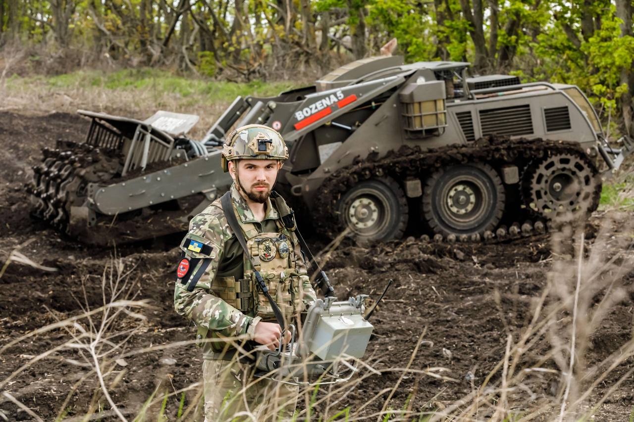 Bozena-5 demining system working on the soil in the Kharkiv Region