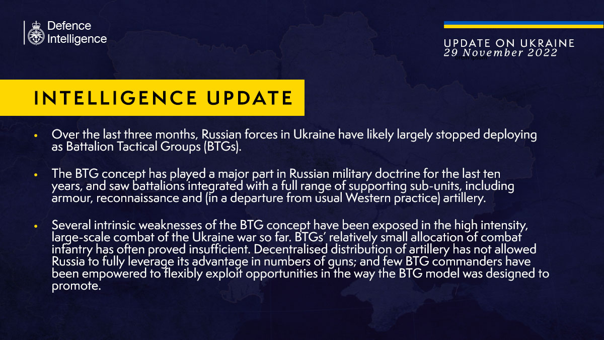 The UK Defense Intelligence States That Russia has Stopped Deploying BTGs Due to Intrinsic Weaknesses, Defense Express
