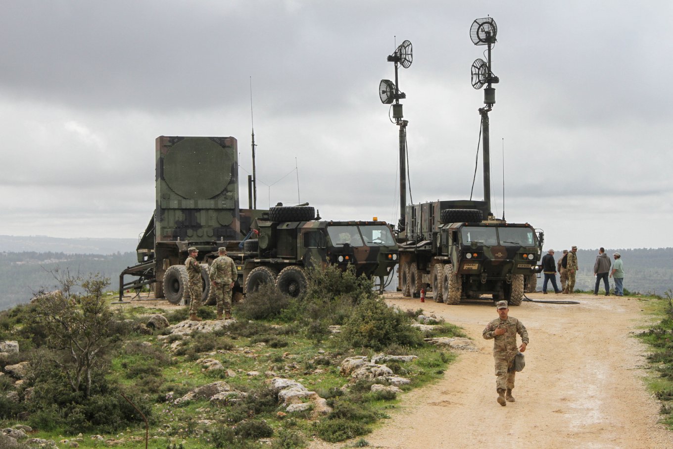 AN/MPQ-53 radar and a communication vehicle of the Patriot system