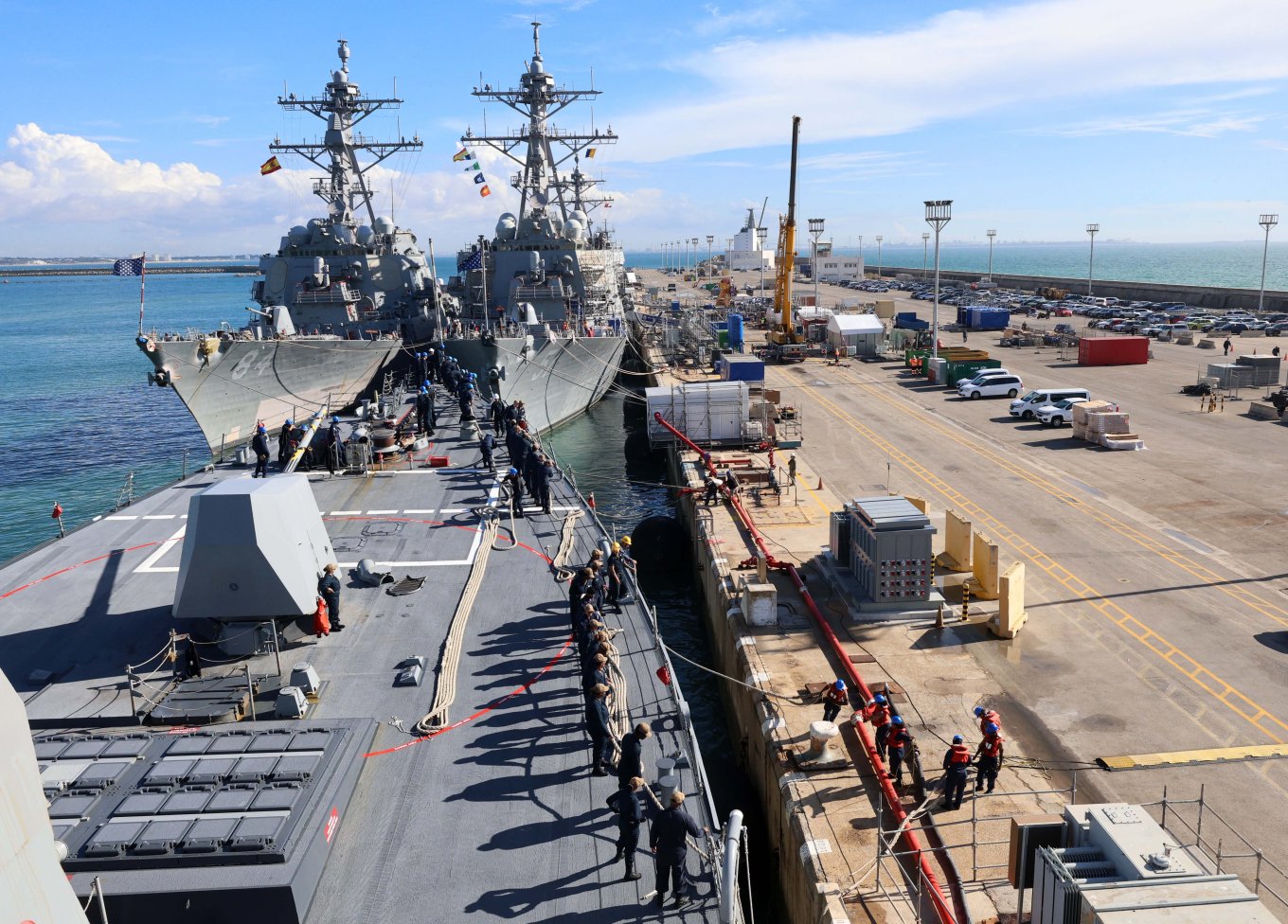 Three Arleigh Burke-class destroyers at Rota, 2025