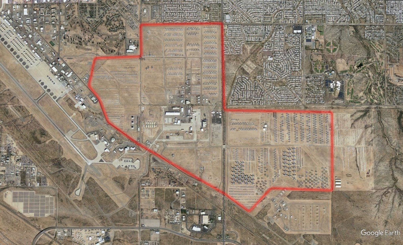 The map shows planes taken from storage and dismantled at the Davis-Monthan air base