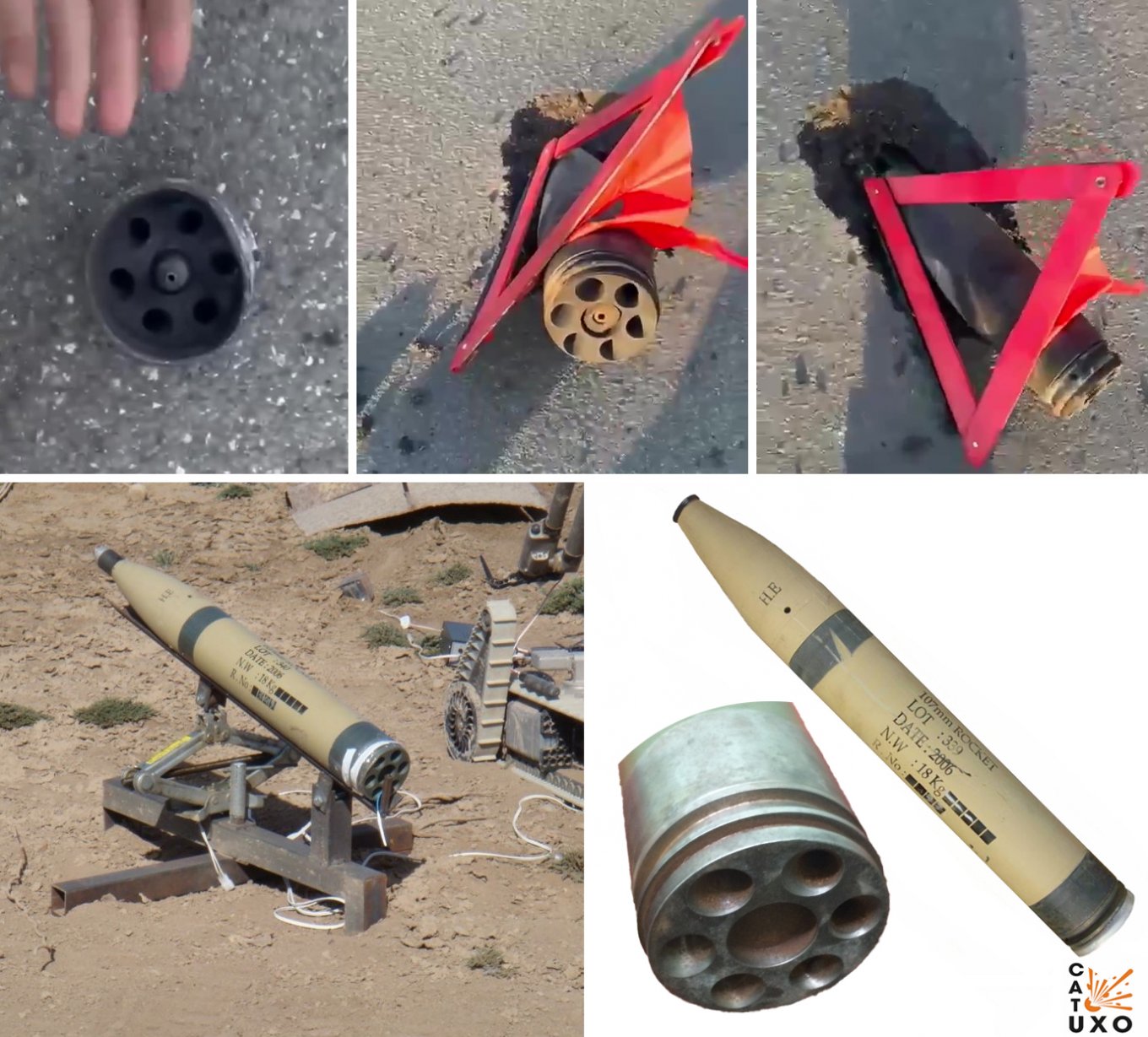 Comparison of fragments found near the 51st GRAU depot and the Iranian copy of Chinese Type 63 rockets