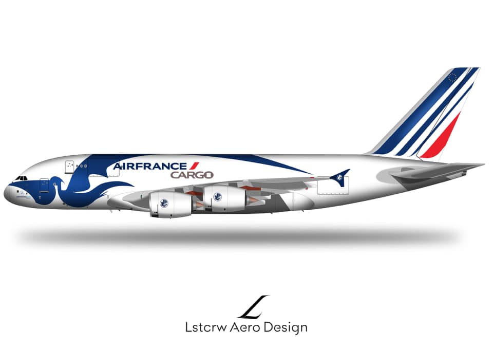 Sketch of the A380-800F transport aircraft in development