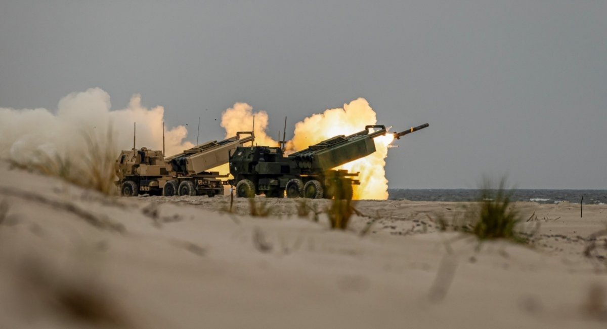 GMLRS launch from M142 HMARS artillery rocket system