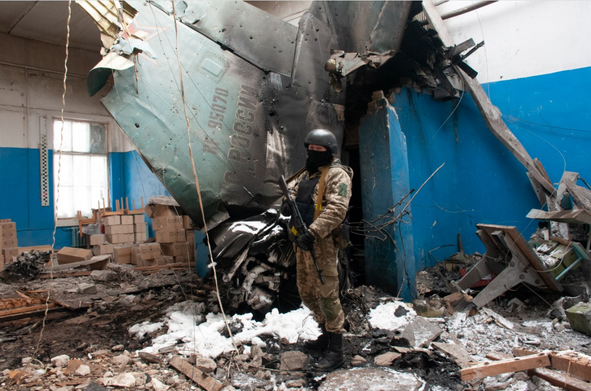 Russian Su-25 attack aircraft that was destroyed in the airspace of Ukraine, March 8, 2022