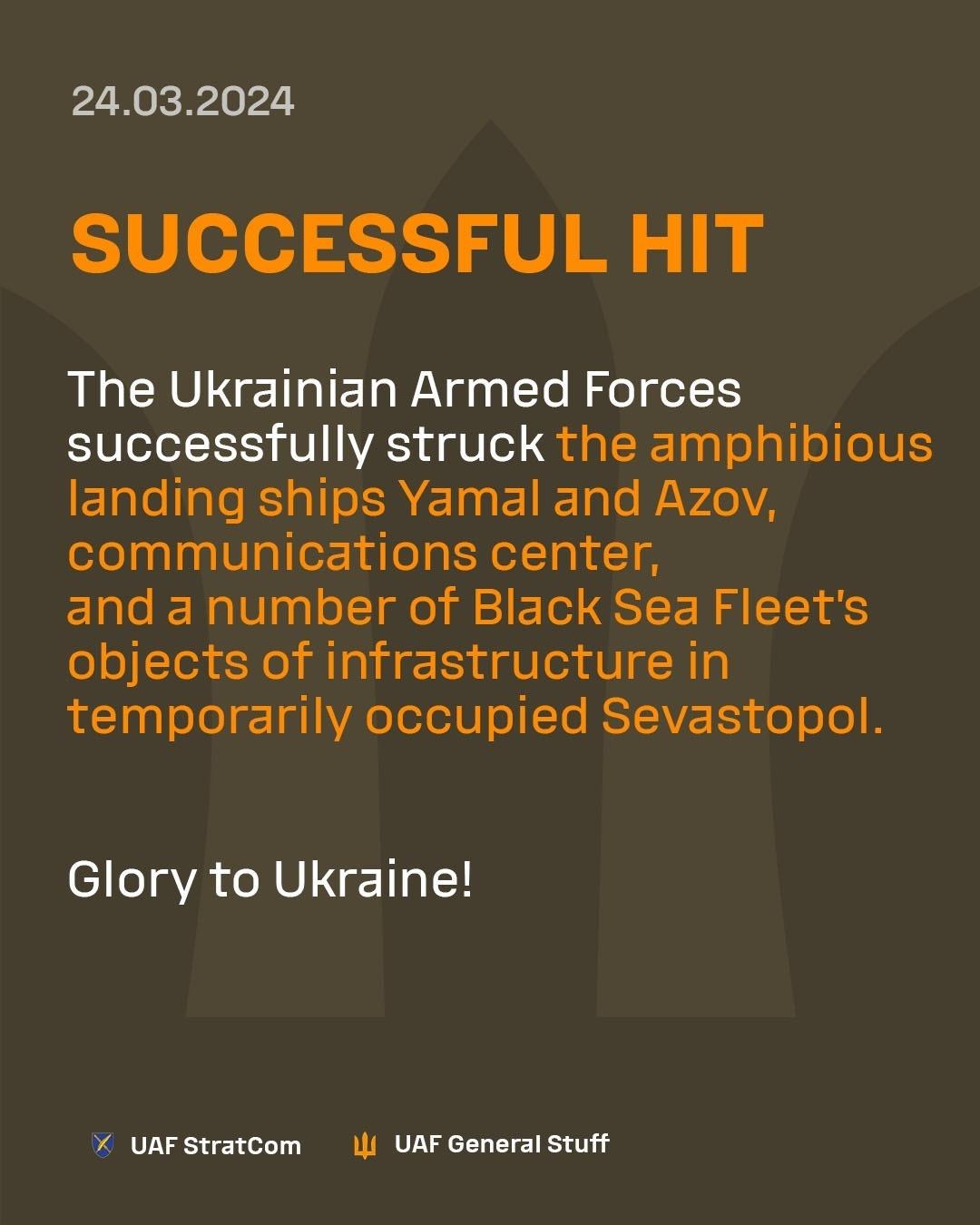 Azov and Yamal Landing Ships of russian Black Sea Fleet Damaged During Ukrainian Massive Attack on Temporarily Occupied Crimea, Defense Express