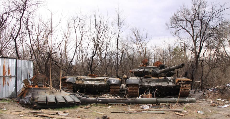 Russian tanks, that were desroyed by Ukrainian troops