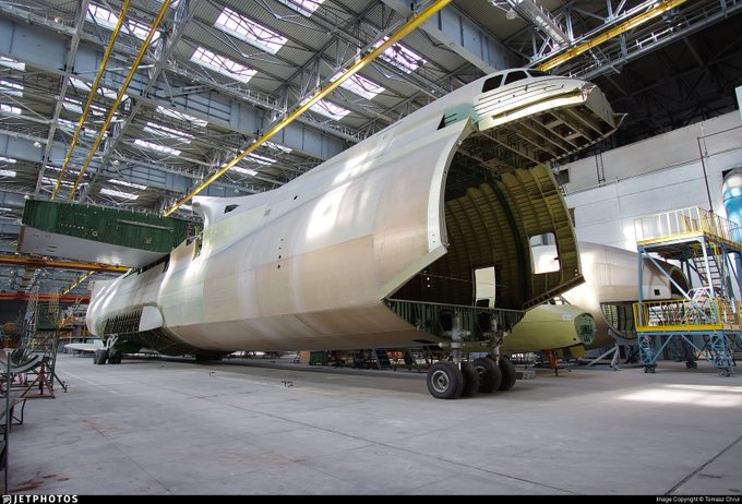 The unfinished second An-225 frame inside the Antonov factory in Ukraine, 2019