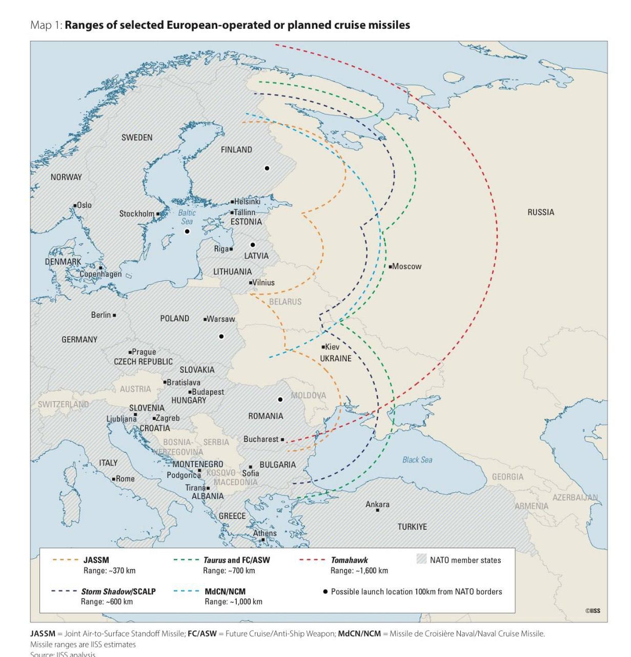 Coverage range of current and future missile systems in European countries, assuming launch point is 100 km from NATO’s eastern border, If Germany Buys Typhon with Tomahawks Capable of Reaching Moscow, Will It Eliminate Europe’s Need for at Least 4,200 Cruise Missiles