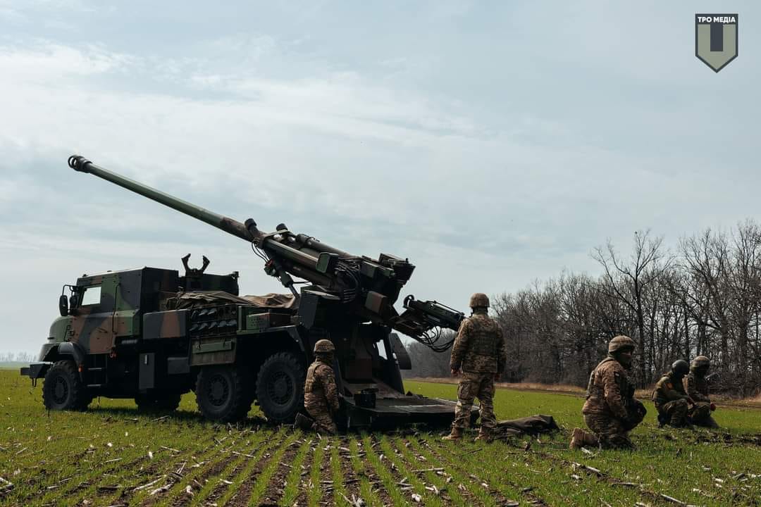 CAESAR howitzer firing on russian positions in Ukraine, March 2023
