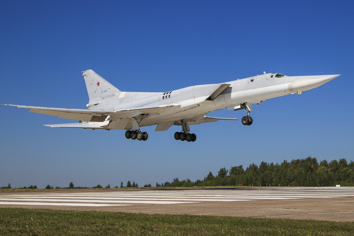 russian Tu-22M3 takes off from the airfield "Ukrainka", archive photo
