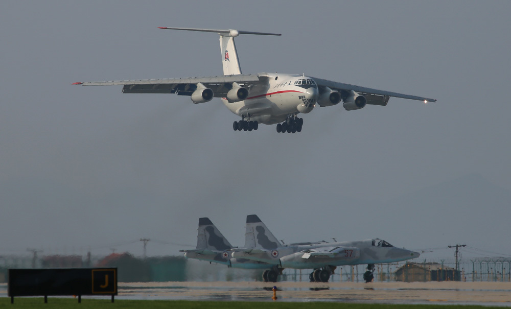 The demonstration of the Su-25 and Il-76 at North Korea's airshow in September 2016