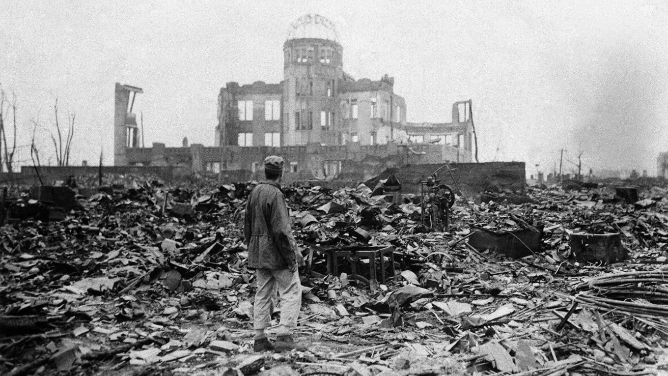 The aftermath of a nuclear attack on Hiroshima, 1945