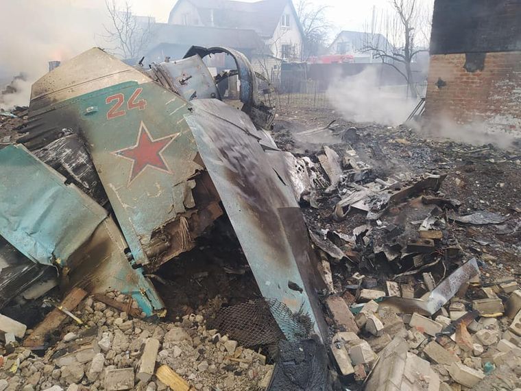 Russian aircraft that was destroyed in Ukraine