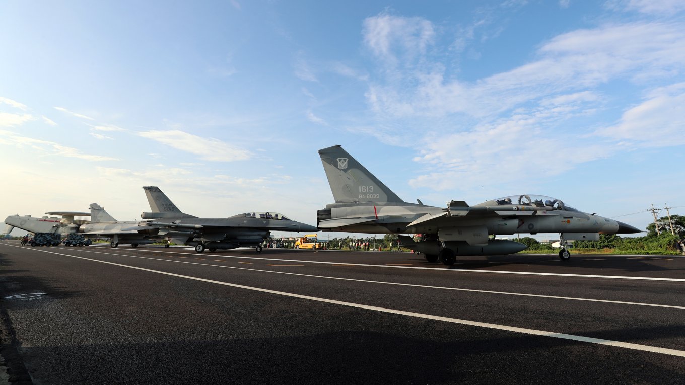 F-16, Mirage 2000, and E-2 AEW&C aircraft of the Taiwanese Air Force