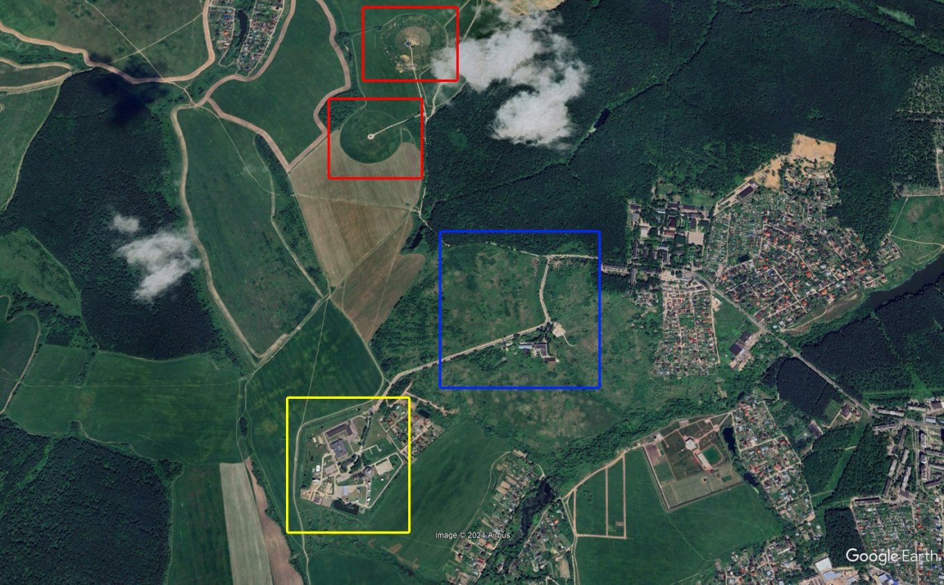 Multiple operating sites of the Gudok SIGINT center. The legend is explained in the text below / Defense Express / Mysterious Gudok: What is the Strategic Intelligence Center Attacked by Ukraine Near Moscow