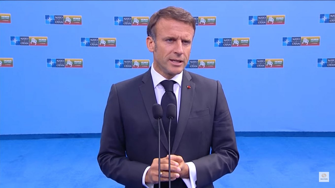 France's President Emmanuel Macron speaks during the NATO summit, in Vilnius on July 11, 2023, Reuters, Defense Express