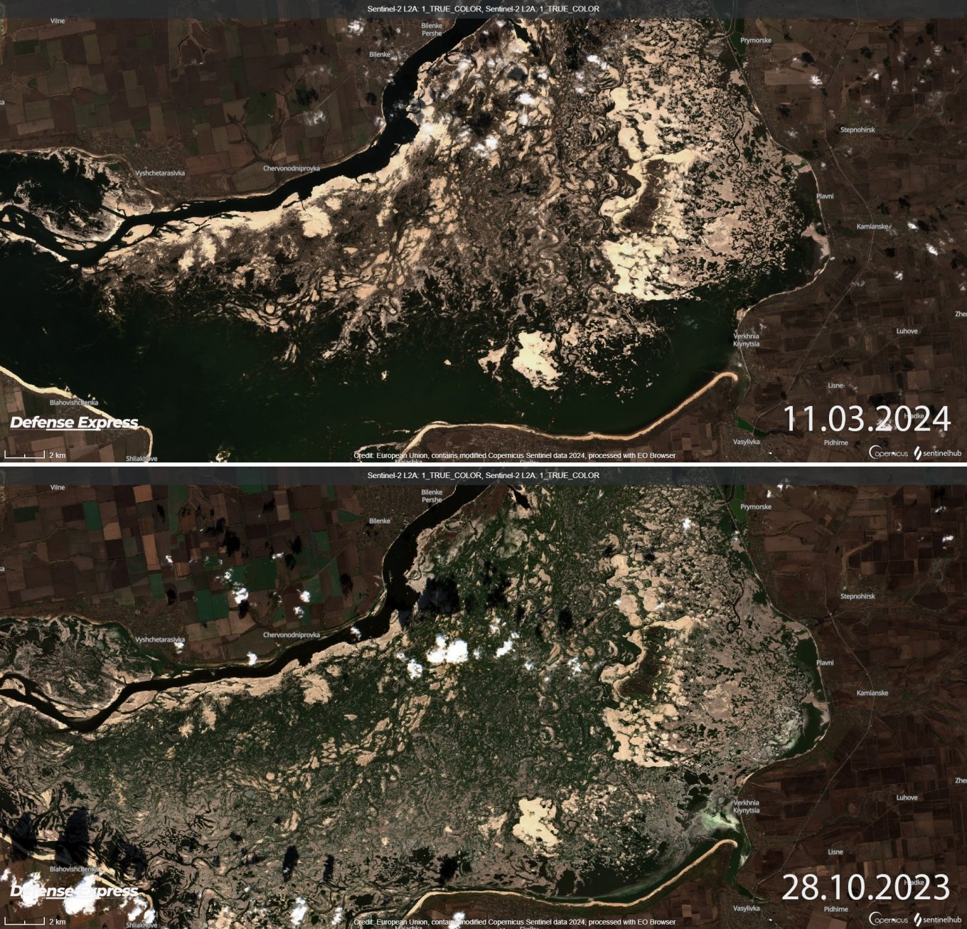 Satellite Images Show Water Returning to Kakhovka Reservoir: How It Can Affect Military Operations, Defense Express