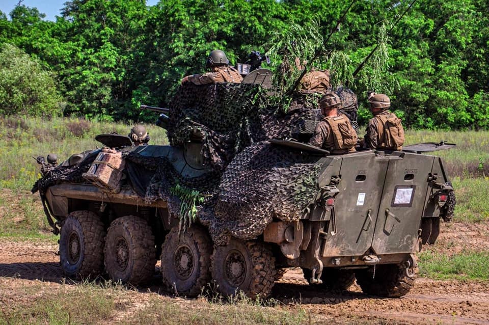 US Marines on a Stryker during the Sea Breeze-2021 exercise in Ukraine, July 2021