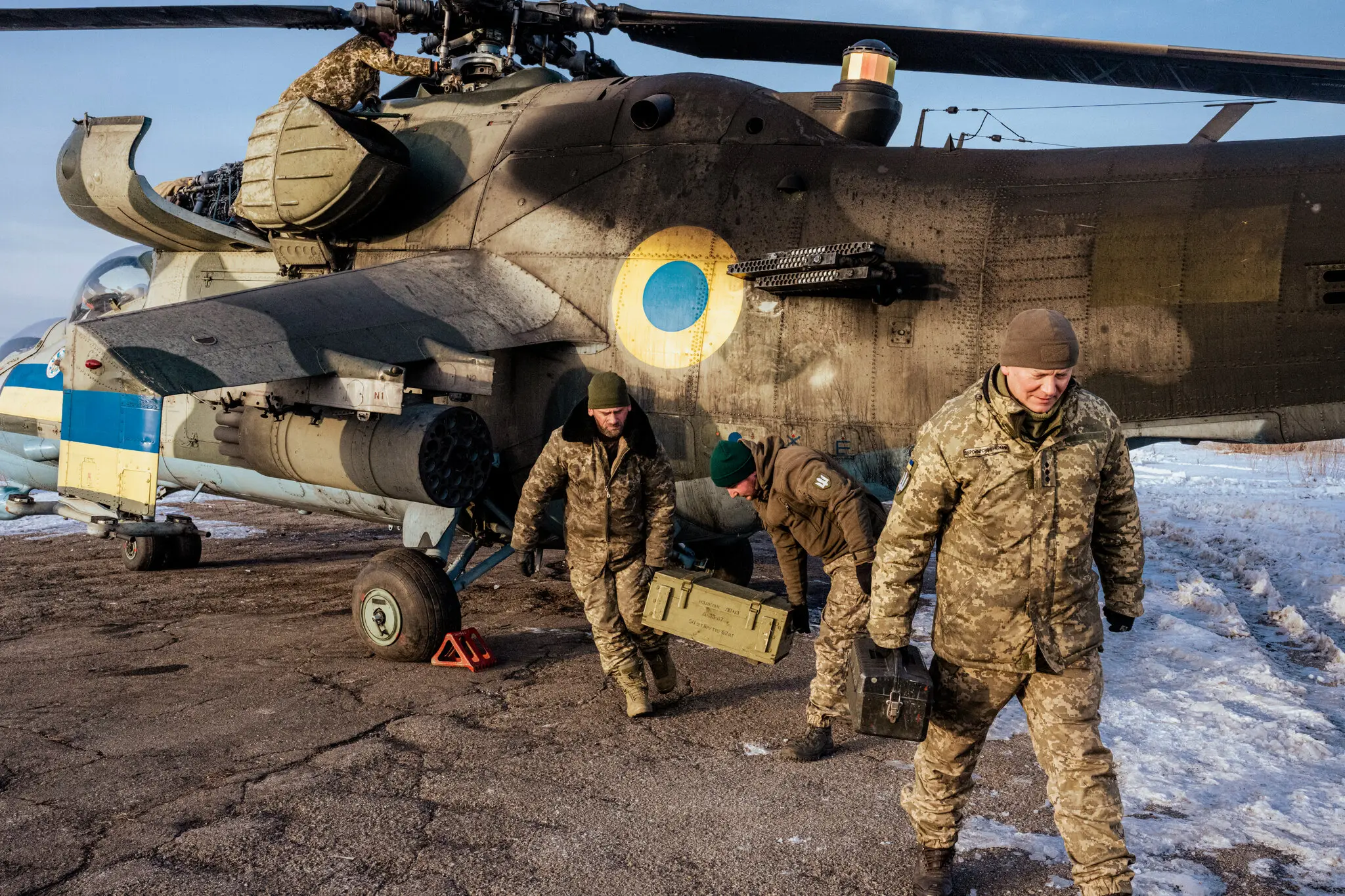 Ukrainian Mi-24P is being prepared for a combat sortie, spring 2023 / Illustrative photo credit: The New York Times