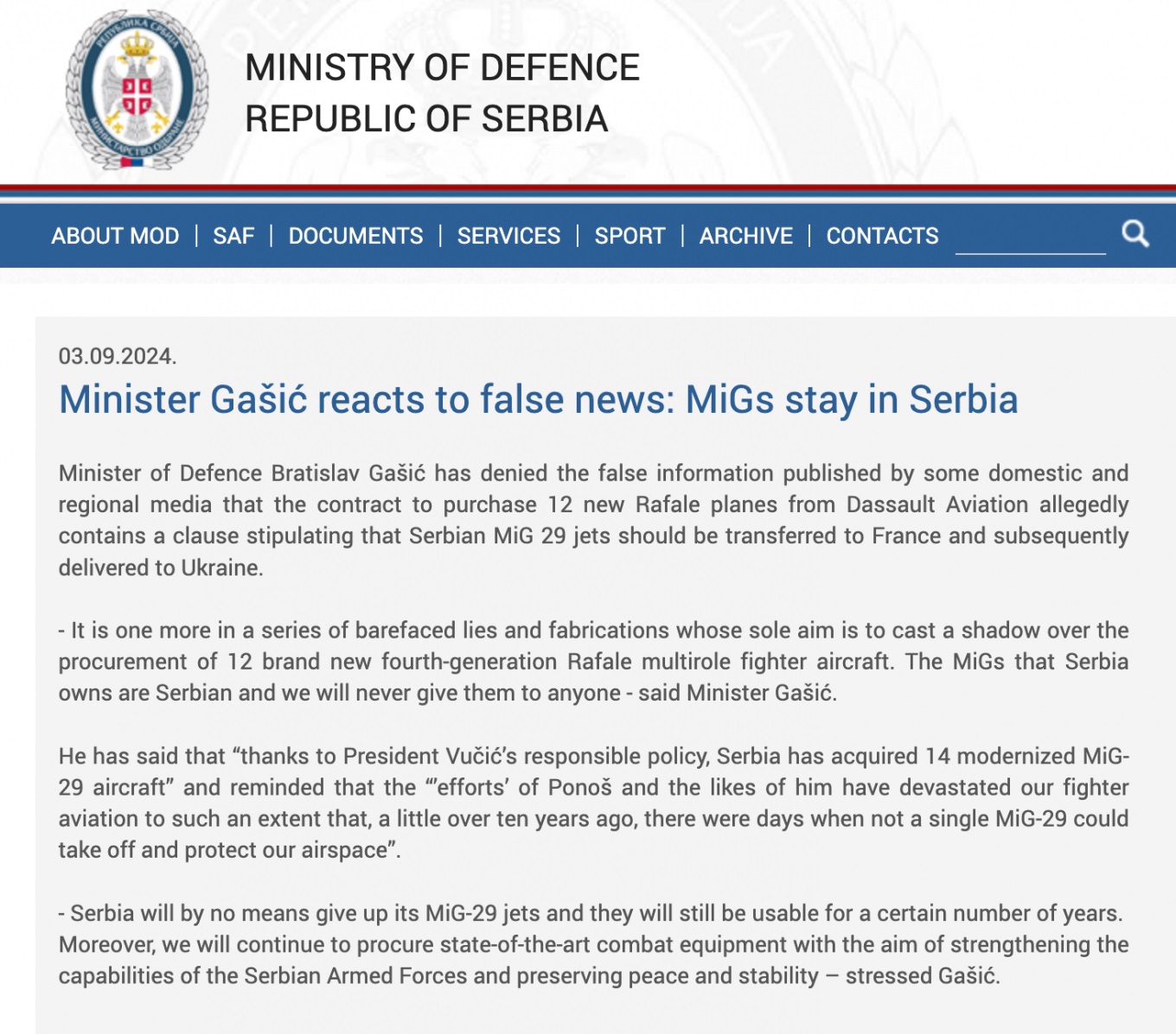 Defense Express / News About Serbia Preparing to Give MiG-29s to Ukraine Unraveled, Hinting at russian Origins