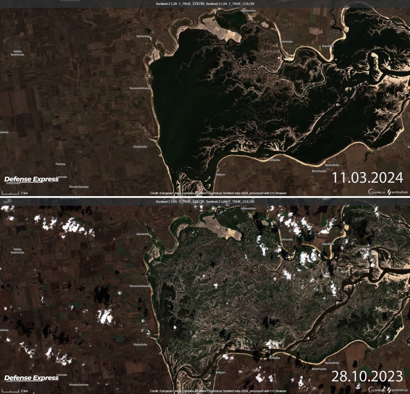 Satellite Images Show Water Returning to Kakhovka Reservoir: How It Can Affect Military Operations, Defense Express