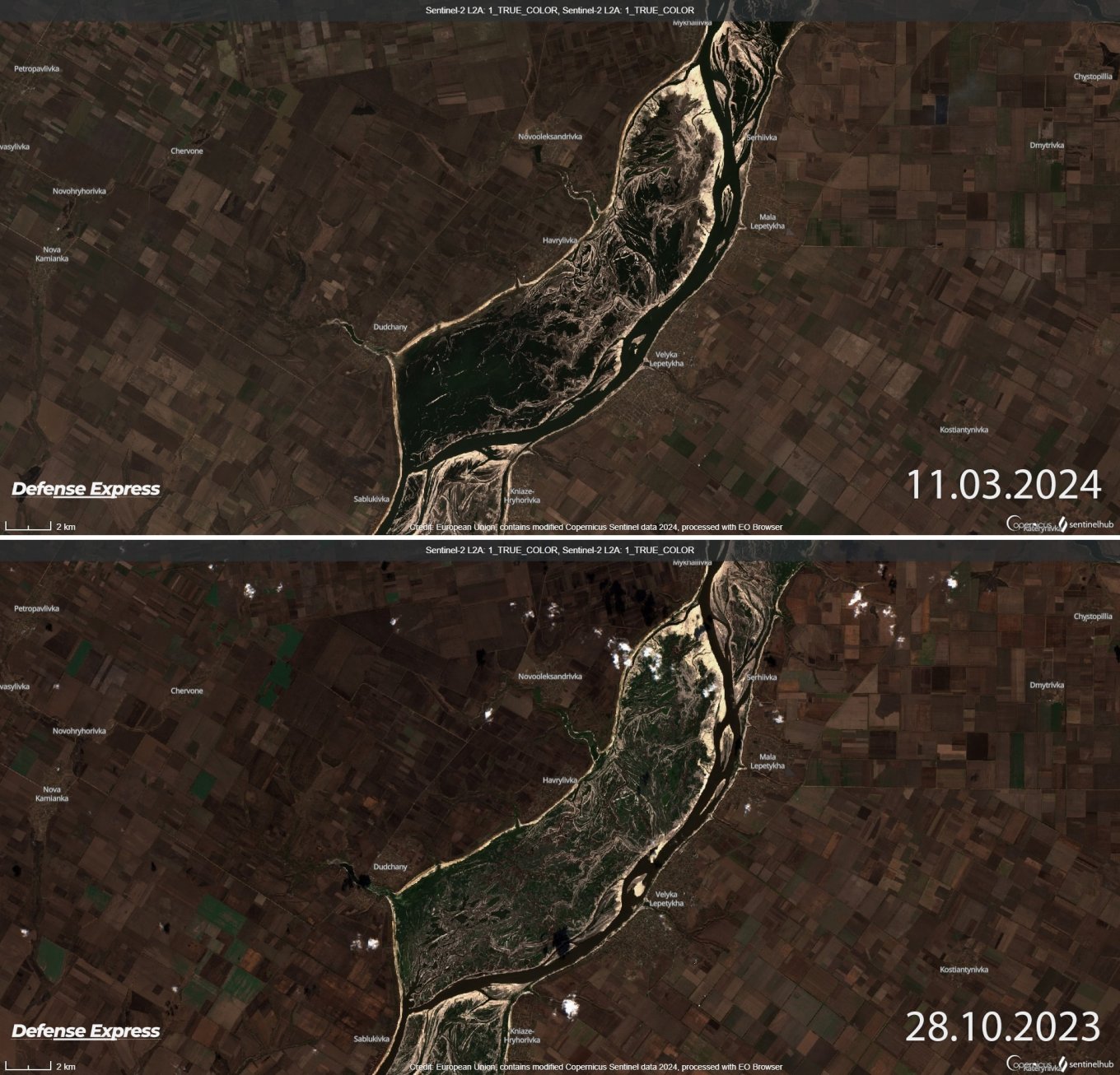 Satellite Images Show Water Returning to Kakhovka Reservoir: How It Can Affect Military Operations, Defense Express