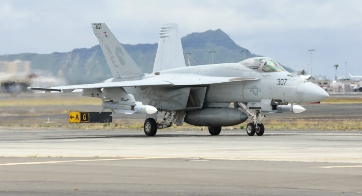 F/A-18 with SM-6, also known as AIM-174, July 2024