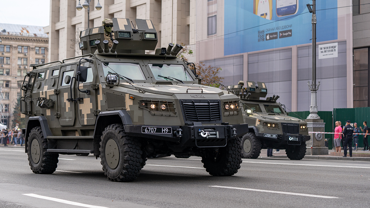 Kozak-2M1 APC of the Ukrainian Armed Forces during a military parade in Kyiv / Defense Express / Ukrainian Manufacturer Strikes Deals With Western Defense Industry Giants at Eurosatory 2024