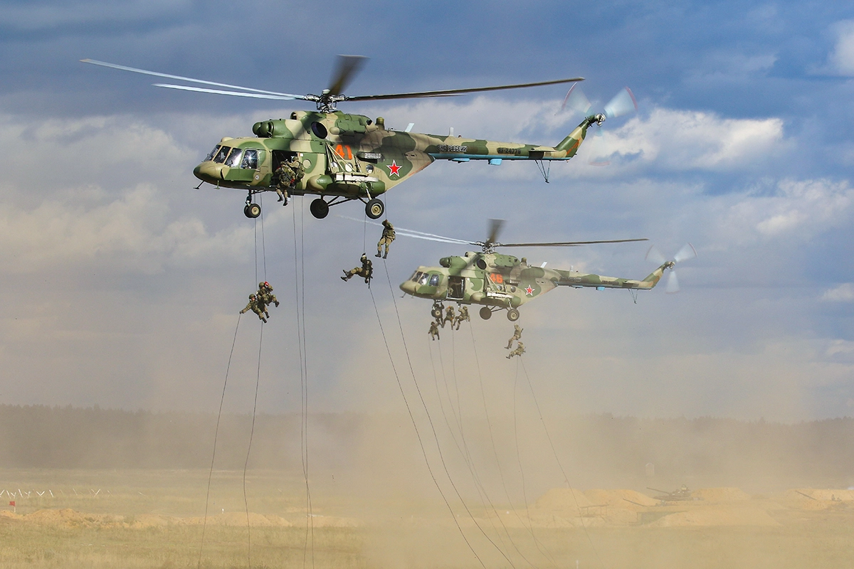 Army aviation of the russian armed forces practices landing of their 
