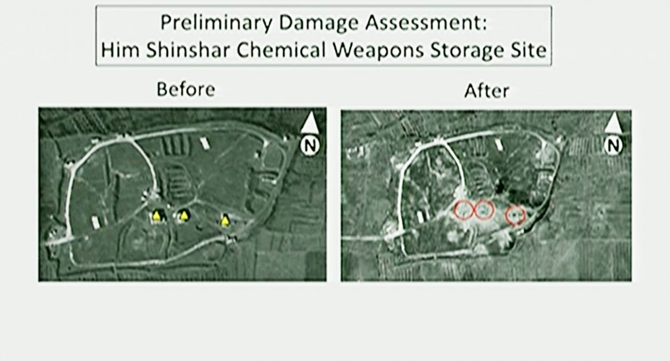 The result of an April 2018 strike against the Bashar al-Assad regime's chemical weapons production facility in Syria that used 22 cruise missiles, including eight Storm Shadow and two French air-based SCALP, Defense Express