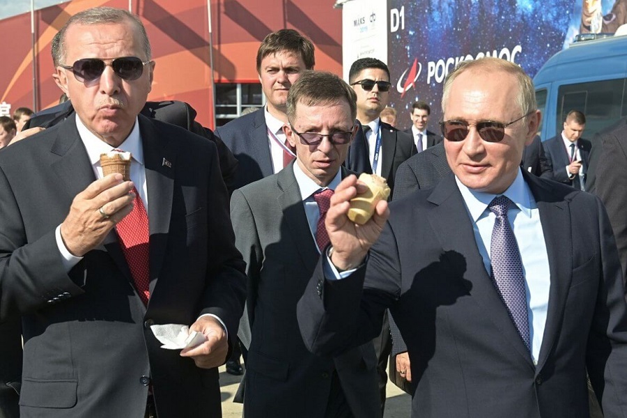Recep Erdogan and Vladimir Putin during MAKS 2019 air show Defense Express Russia Cancels 2023 MAKS Air Show Amidst Turmoil in Aerospace Sector Elucidating the Decision by Security Concerns