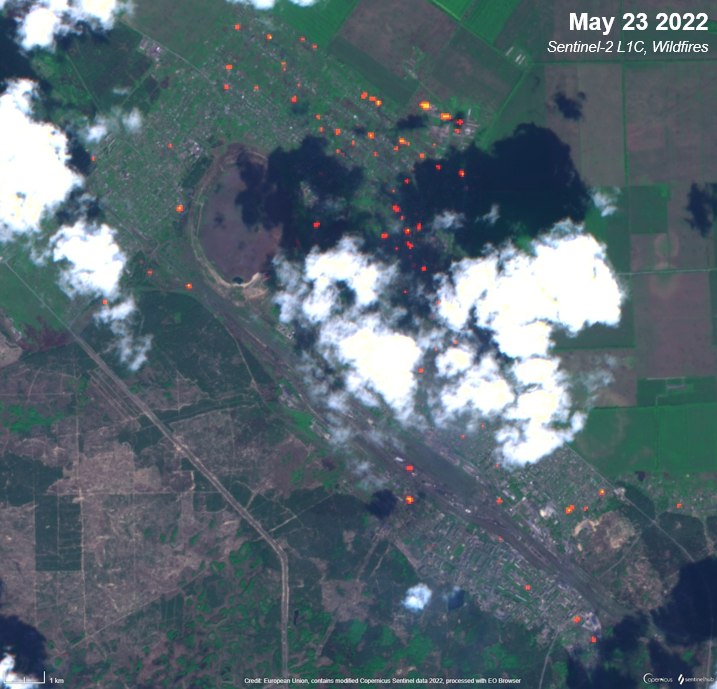Satellite imagery shows the scale of fighting in the city of Lyman, Donetsk region, Eastern Ukraine