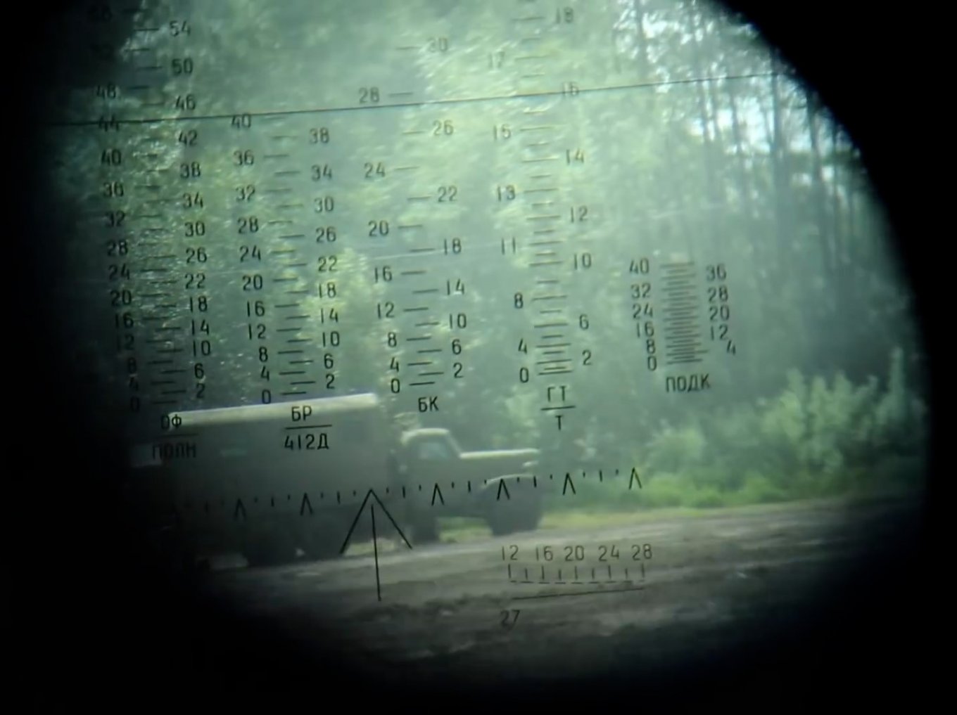 Reticle of the TSH-2B-32P sight of the T-55 tank, russia’s T-55 tanks Reached the Front Line: How Long Did it Take and What Does it Mean, Defense Express
