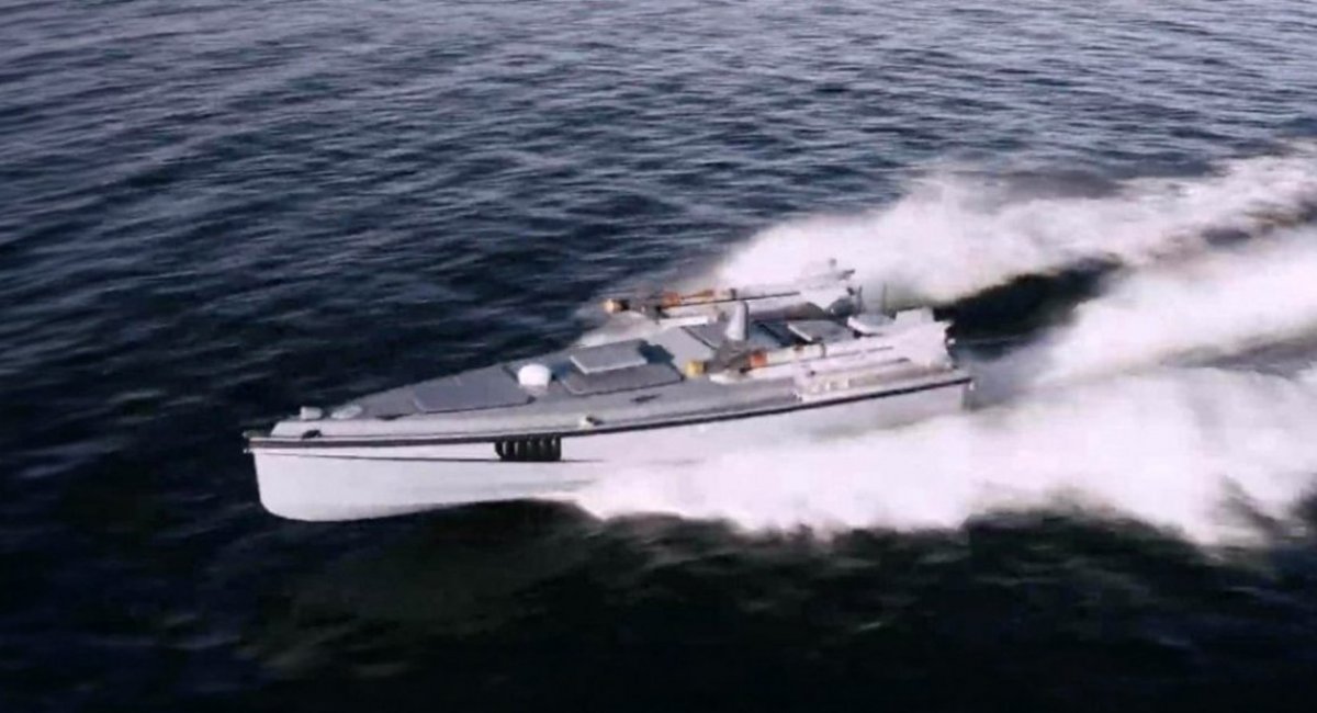 Ukrainian Magura V7 multipurpose unmanned surface vehicle equipped with AIM-9 surface-to-air missiles