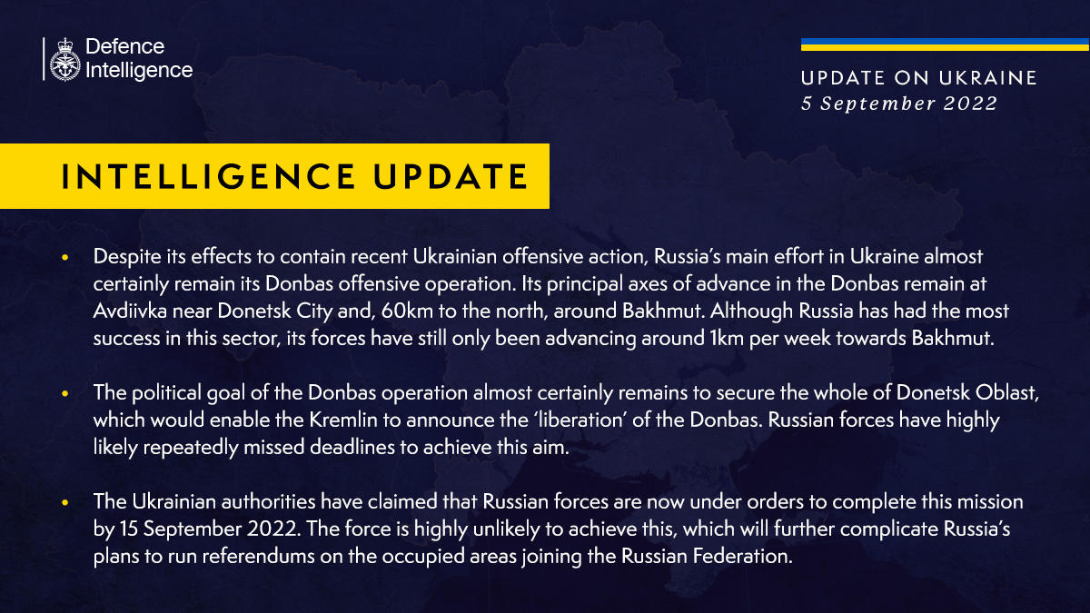 UK Intelligence Says Donbas Remains Russia's Main Focus ButIt’s Unlikely Be Captured by September 15, Defense Express