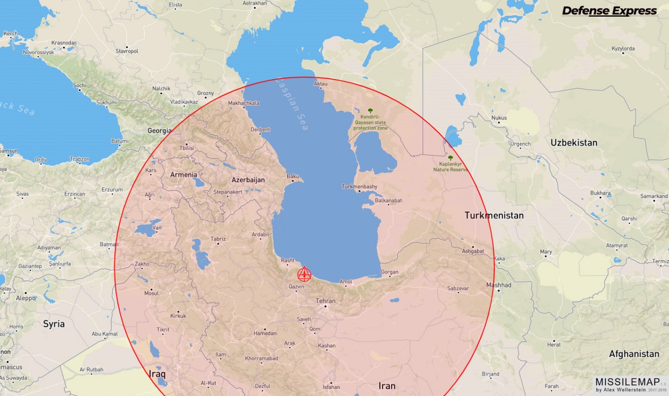 Phạm vi phủ sóng 800 km của radar Nazir được công bố / Defense Express / Radar Nazir Over-the-Horizon mới được đưa vào sử dụng của Iran đang hướng về phía Nga và rất dễ giải thích